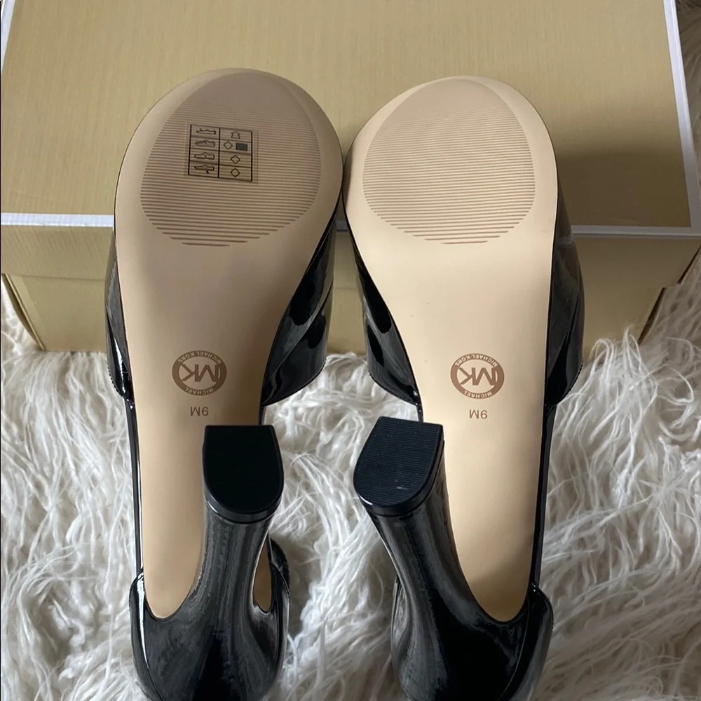 Michael Kors Martina Ankle Strap Patent Leather Platform Heels, Black - Size 9